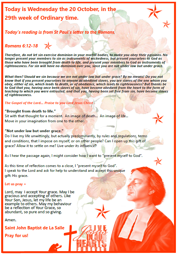 Daily Gospel Reading, a reflection and a prayer: WEDNESDAY 20/10/2021 Daily Gospel Reading, a reflection and a prayer: WEDNESDAY 20/10/2021